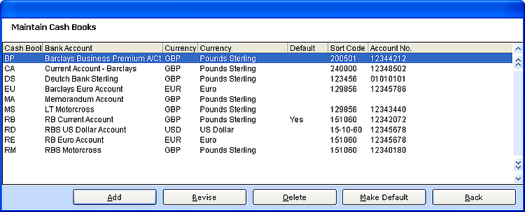 Cash Book Maint